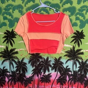 SHEIN Pink and Orange Crop Top